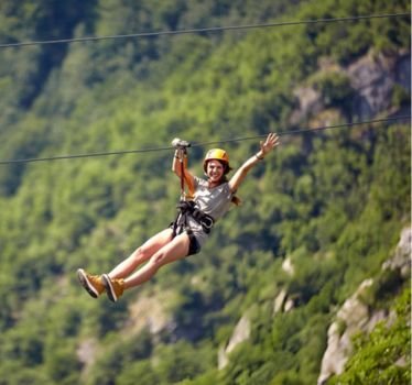 Ziplining at Dympep Valley